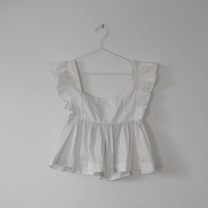 White Square-neck Top Open-Back with Bow